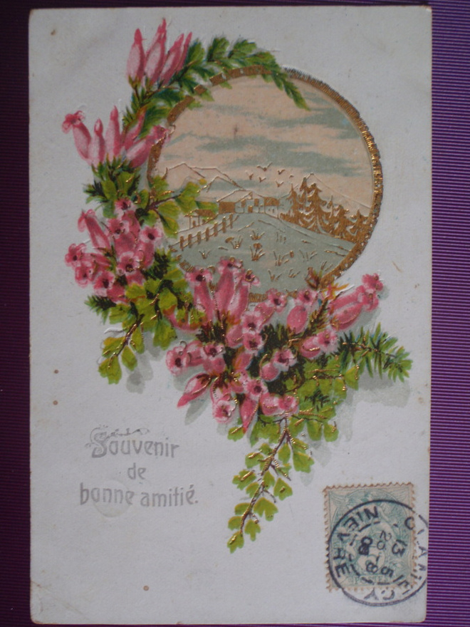 Maisema kukkakehyksessä WANHA 1906