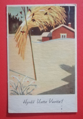 Vanha uudenvuoden kortti kulk. 1945