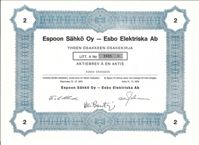 OKK 1976 Espoon Sähkö Oy Pörssi