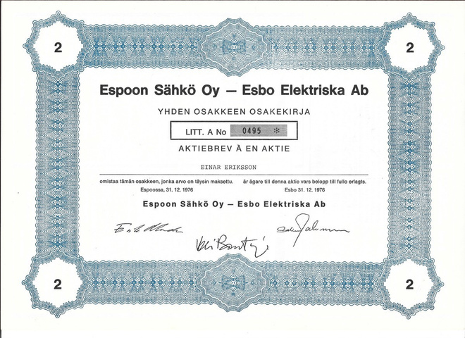 OKK 1976 Espoon Sähkö Oy  Pörssi