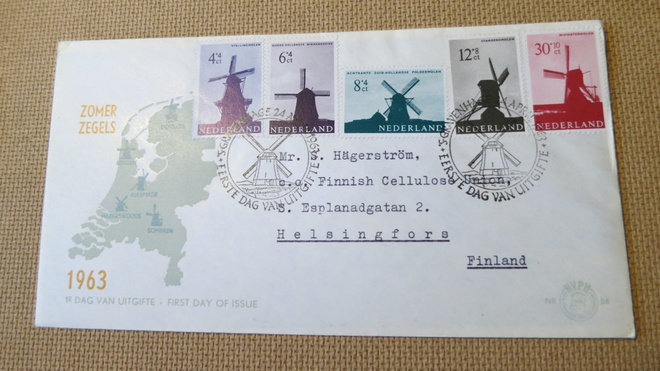 FDC Hollanti 1963: tuulimyllyjä