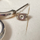 Minimalist Silver Tone Hoop Earrings with Crystal Rhinestone - pikkukuva 3