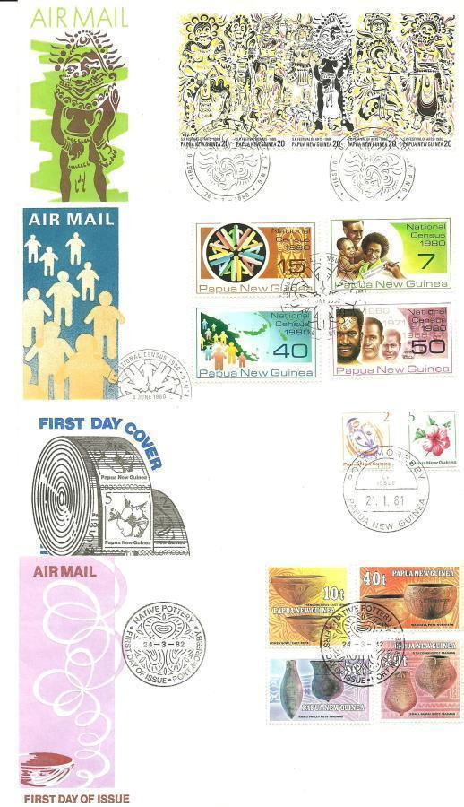4 x FDC EPK PAPUA-UUSI-GUINEA 1980-82