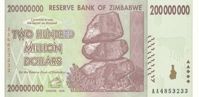 Zimbabwe 200.000.000 Dollars 2008 P86 #713