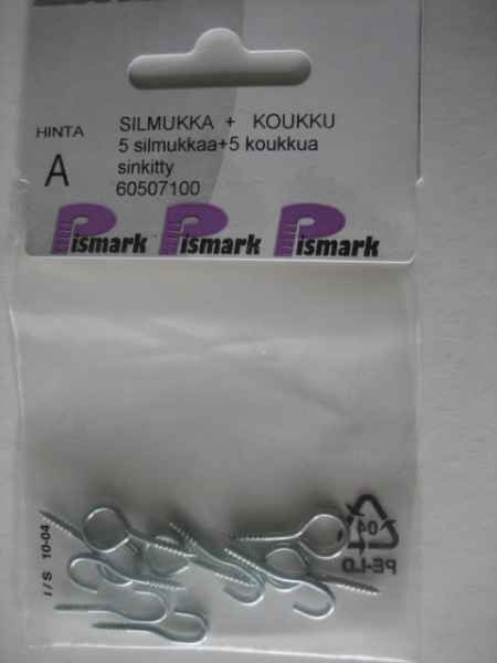 PISMARK: 5 SILMUKKAA + 5 KOUKKUA, TERÄS/SINKITTY