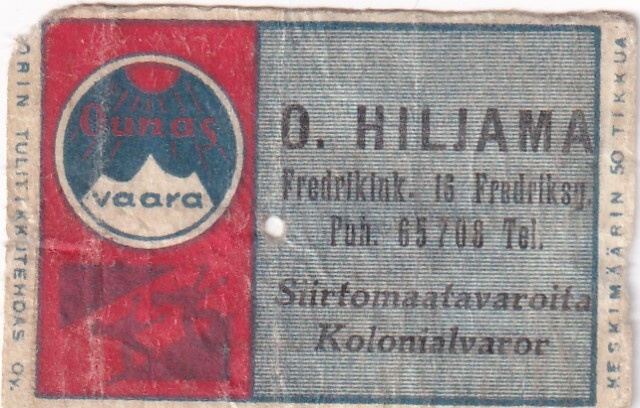 O. Hiljama.  Fredrigink. 16, Ounasvaara..  s103