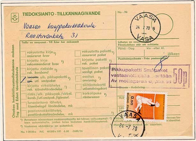 1970 invaidit- ulk.pikupaketinluovutusmaksu