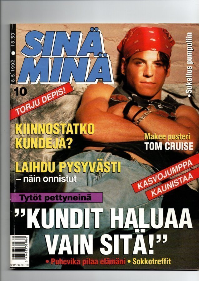 Sinä Minä n:o 10 1992 Postari Tom Cruise. "Kundit haluaa vai