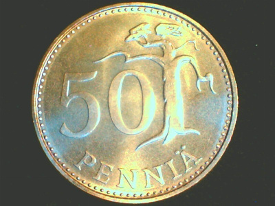 50 PENNIÄ 1987M UNC KL.9. RAHAPAJAN RULLASTA
