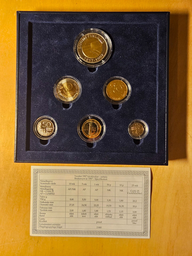 Harvinainen Suomi PROOF-rahasarja vuodelta 1997