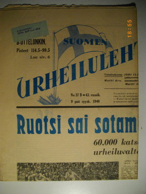 Suomen Urheilulehti Nro 37B/1940 (16.3)