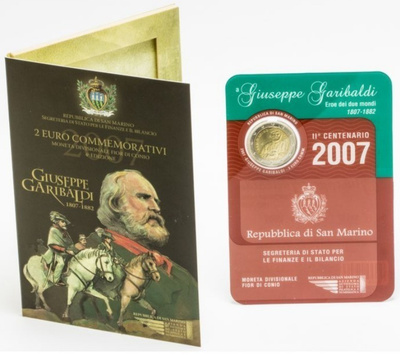 ** SAN MARINO 2€ 2007 Garibaldi kansiossa **