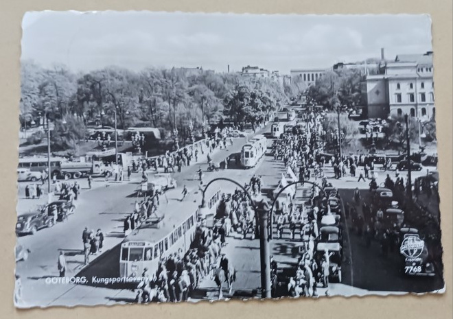Göteborg, Kungsportsavenyen, ratikoita, p. 1960 -> Suomeen