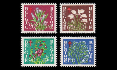 Belgia 876-9 ** Tuberkuloosi kukkia (1950)
