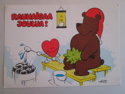 KULKEMATON JOULUSAUNASSA HUUMORIKORTTI