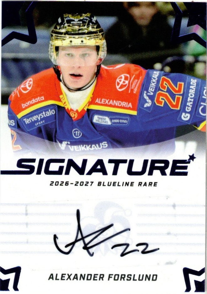 2026-27 Blueline ALEXANDER FORSLUND Jokerit signature RARE