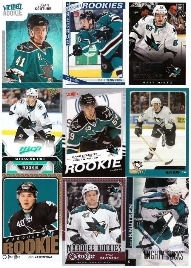 9 x SAN JOSE SHARKS Rookie Kortteja