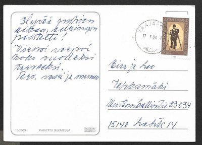 Postiläh. - Valokuva 100v (LAPE 1069) Vaajakoski 17.3.89