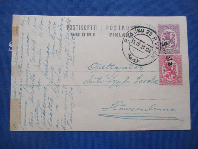 1921 Silvola (Kerimäki) rivil s + pvl 23 ehiöllä