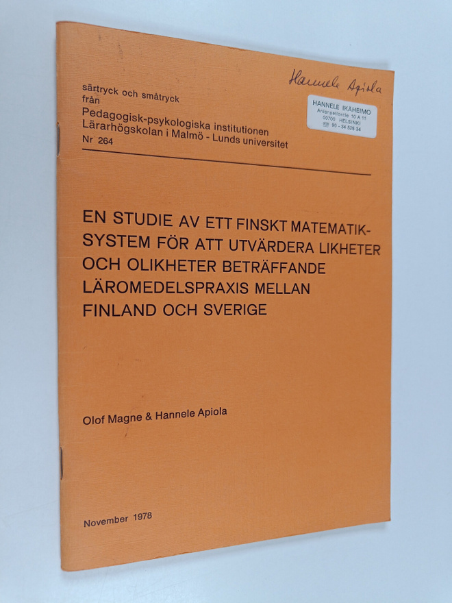 Olof Magne ym. : En studie av finskt matematiksystem för ...