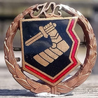 Pronssivärinen Karjalaliiton merkki. Halkaisija - 23 mm. - pikkukuva 5