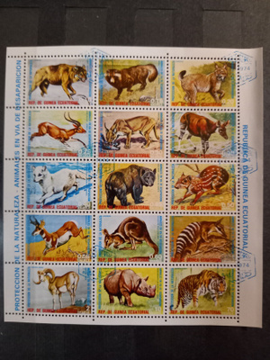ELÄIMET eläinaiheinen blokki PT-GUINEA 1974 o