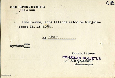 FIRMAKORTTI VANHA-KOIVISTO POHJOLAN KULJETUS
