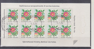 1994 1 lk tarrapostimerkkiarkki leimattuna.
