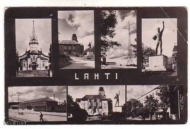 LAHTI: MONIKUVAKORTTI mv (kirkko,asema ym)