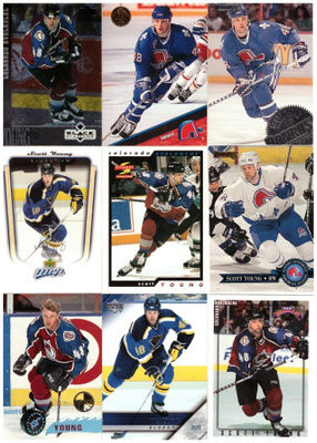 9 x SCOTT YOUNG Avalance, Nordiques, St. Louis Blues