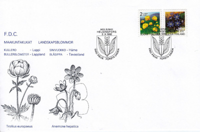9 FDC maakuntakukkat 1992