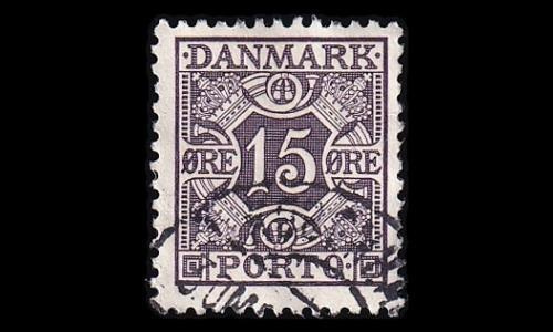 Tanska PORTO_35b o 15 öre harmaan violetti (1937)