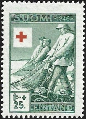 1946 Punainen Risti 1 mk + 25 p **  LaPe 307