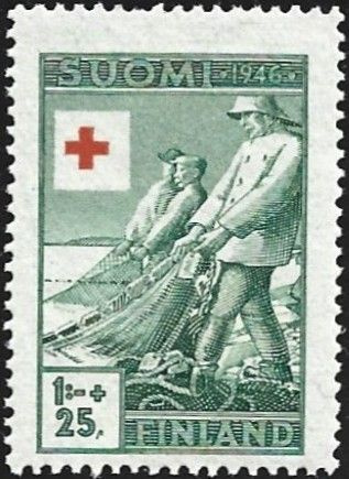 1946 Punainen Risti 1 mk + 25 p **  LaPe 307