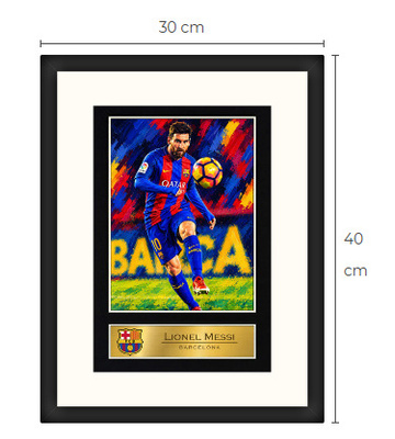 Uusi Messi FC Barcelona art print kehystetty 30 cm x 40 cm