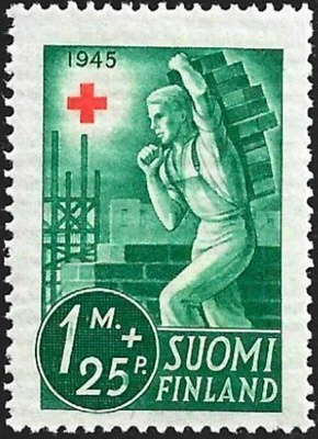 1945 Punainen Risti 1 mk + 25 p **  LaPe 291
