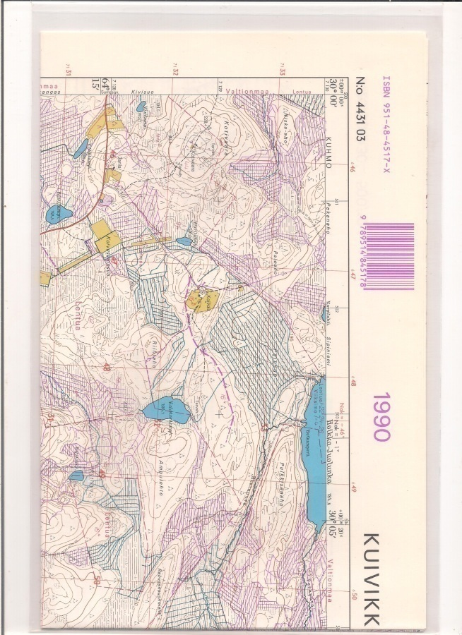 Peruskartta 1:20 000 Kuivikkovaara, Kuhmo
