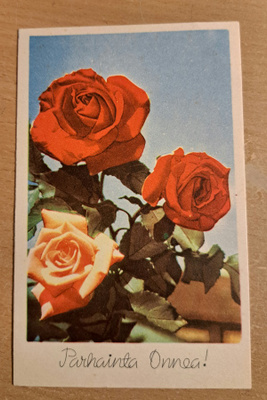 kukkakortti, ruusuja, kulkenut käsipostissa 1961