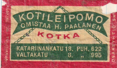 Kotka. Kotileipomo omistaa H. Paalanen, Osakeyhtiö Savo  s2
