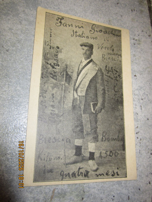 Valokuvapostikortti 1908: Maailmanympärikävelijä F. Gioach