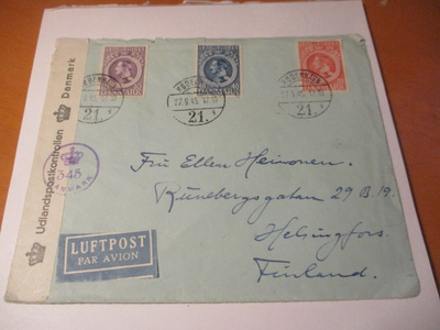 1945 Tanska sens lentopostikuori Suomeen