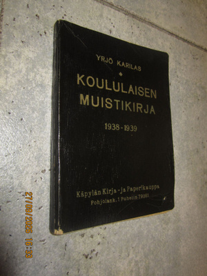 Koululaisen muistikirja 1938-1939, upea keräilykappale