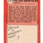 Purkkakuva Jalkapallo n:o 177 PETER SIMPSON. Arsenal - pikkukuva 2