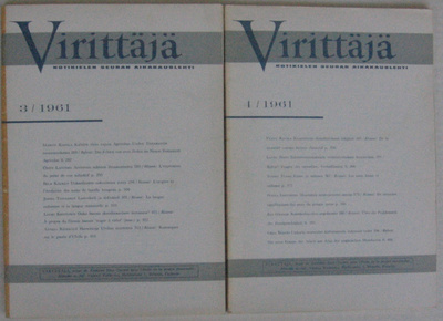 Virittäjä 3/1961 ja 4/1961. Ss. 269-428.