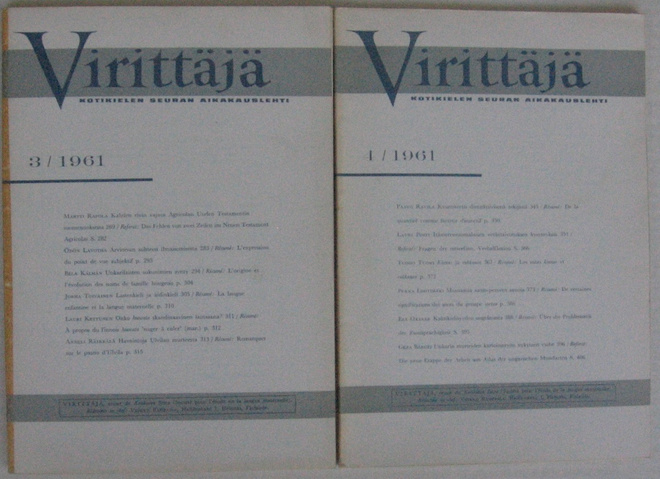 Virittäjä 3/1961 ja 4/1961. Ss. 269-428.