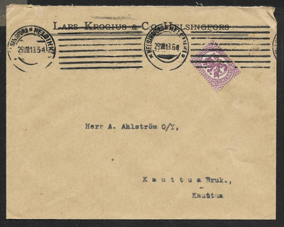 Postilähetys - Saarinen 0,40mk (LAPE 72A) Helsinki 29.8.1919
