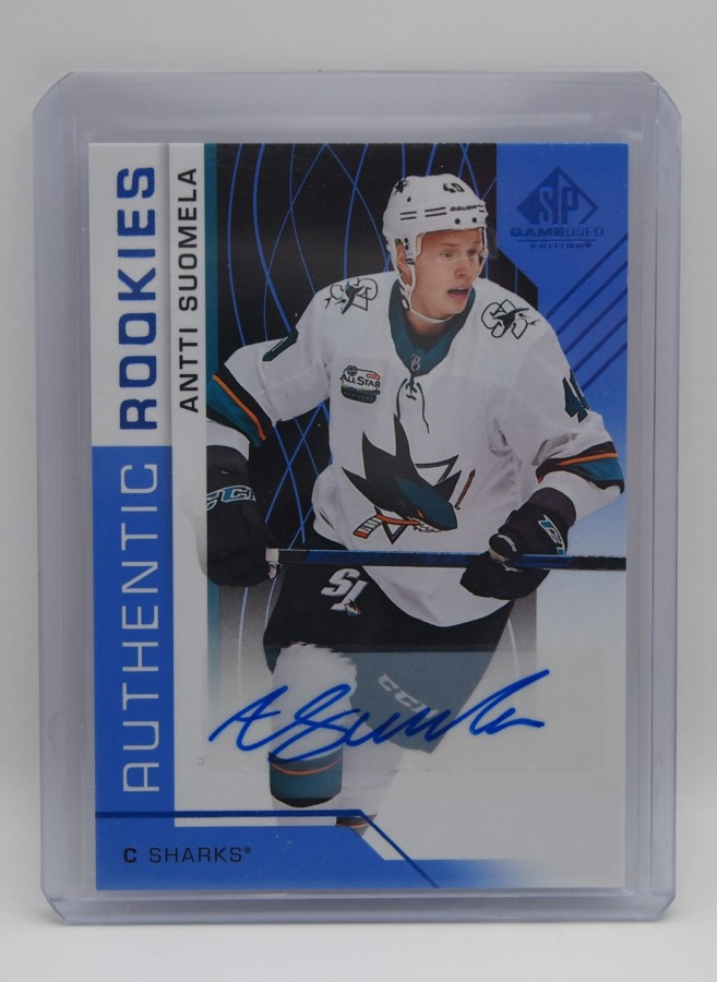 2019-19 Sp game used Blue auto Antti Suomela