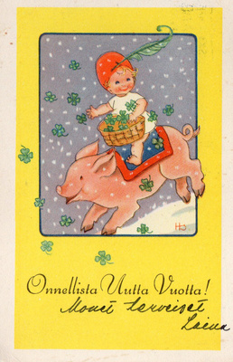 Vanha joulukortti-Helga Sjöstedt