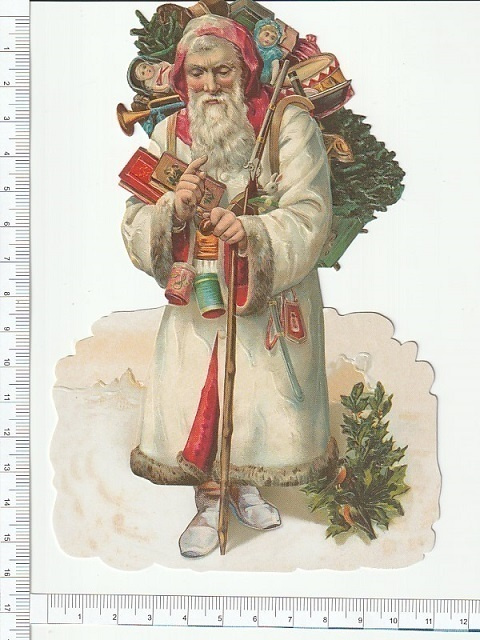* EF - BK 5067, valkotakkinen pukki, 16,5x11 cm, UUSI *
