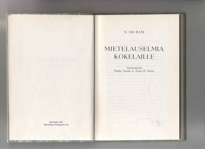 Sri Ram,N: Mietelauselmia kokelaille, Teosofinen seura 1961